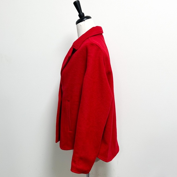 Marla Wynne Layers Red Melton Wool Blend Snap Button Dolman Sleeve Coat Medium - Picture 5 of 12